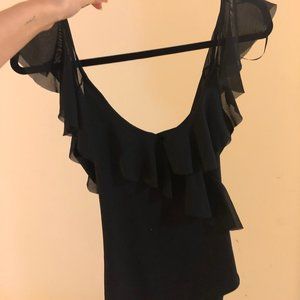 zara backless ruffle bodysuit